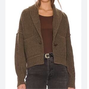 Free People Jackson Cardi Sweater Women’s XS NUULY Pinecone Brown Cropped Cozy